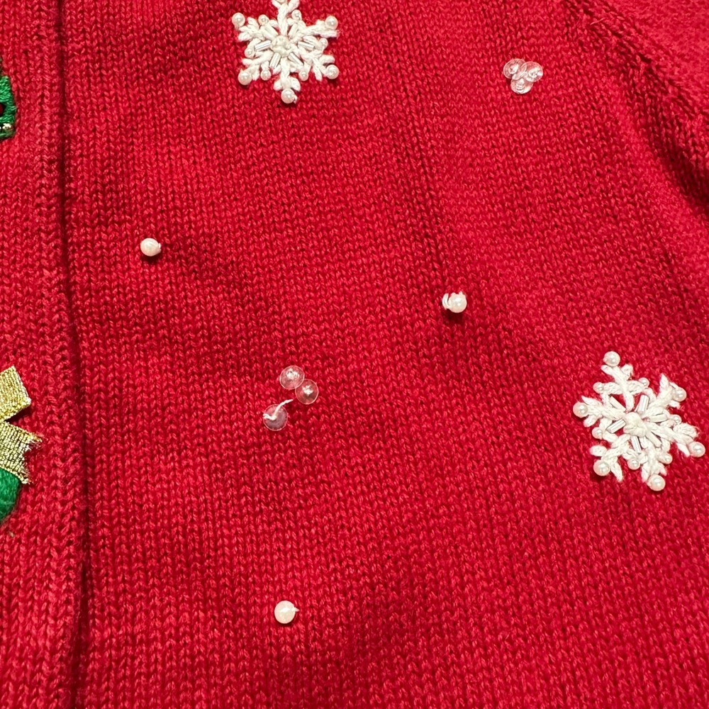 Vintage Tiara International Womens Ugly Christmas Sweater cardigan Snowman M - Picture 4 of 14